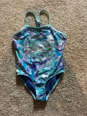 Hurley Girls One-Piece Swimsuit – Blue Water Print – Size 4